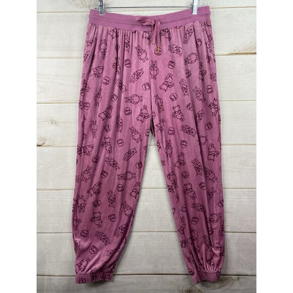 Disney Winnie The Pooh Pajamas XL Pink Stretch Velour 2 Piece Loungewear Set - Picture 8 of 10